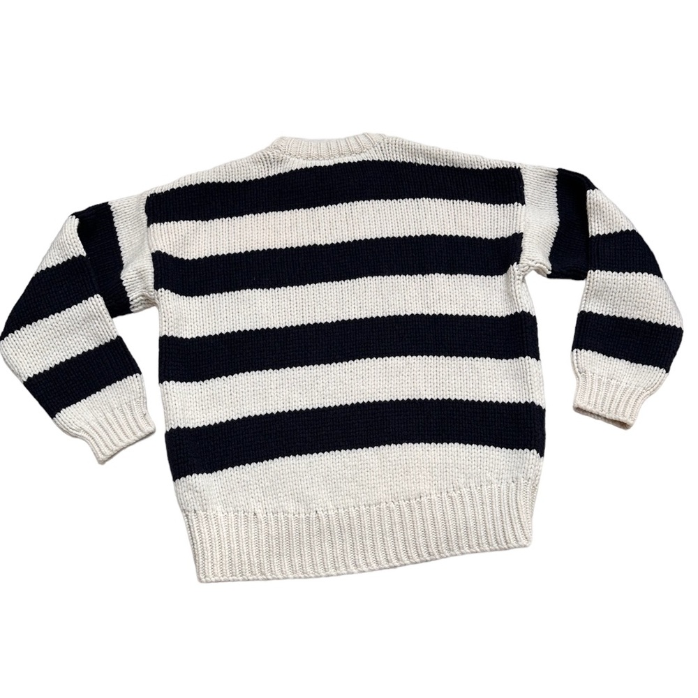 NWT Frame Women's Oversized Navy and Cream Striped Merino Wool Jumper sz S - Picture 4 of 7